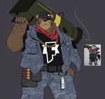 alternate_costume anthro armor brown_body brown_fur bulletproof_vest chain_necklace clothing_swap fur headgear helmet jewelry male necklace overweight overweight_male reference_image scarf solo tactical_gear white_body white_fur sinfulspikes epic_games fortnite mihoyo zenless_zone_zero ben_bigger polar_patroller bear mammal polar_bear ursine 2024 hi_res portrait three-quarter_portrait