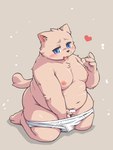 anthro belly big_belly blue_eyes blush clothing heart_symbol kemono male masturbation moobs navel nipples overweight overweight_male solo tongue tongue_out underwear takagi_kyou moki_(moki) domestic_cat felid feline felis mammal 2024 3:4 censored hi_res