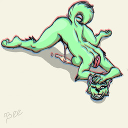 all_fours anthro ass_up bloodless bodily_fluids breast_rest breasts detachable detachable_head female genital_fluids gore gore_focus headless looking_at_viewer modular one_eye_closed simple_background smile smiling_at_viewer solo tan_background wink winking_at_viewer yellow_body beebeesba european_mythology irish_mythology mythology canid canine canis domestic_dog dullahan mammal 1:1 2025 anaglyph halftone hi_res stereogram