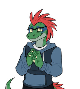 anthro blue_body blue_clothing blue_eyes blue_scales blue_topwear bottomwear clothing countershade_face countershading eyewear glasses green_body green_scales hair male male_anthro markings monotone_body multicolored_body orange_hair rectangular_glasses red_hair scale_markings scales simple_background solo tail topwear two_tone_body white_background justnotcobalt promises_to_keep ollie_(promises_to_keep) dinosaur dromaeosaurid lizard prehistoric_species reptile scalie theropod 2024