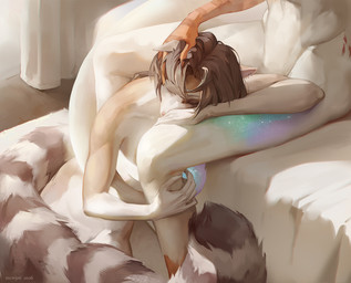 ambiguous_gender anthro biped breasts claws duo faceless_ambiguous faceless_anthro faceless_character female fingers front_view fur hair inside nude nude_ambiguous nude_anthro nude_female sitting stripes tail mcrepsi mammal 2026 digital_drawing_(artwork) digital_media_(artwork) hi_res