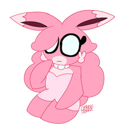 anthro clothed clothing collared_shirt dress_shirt ear_piercing eyelashes female gem hair jewelry necklace pearl_(gem) pearl_necklace piercing pink_body pink_hair shirt simple_background solo tail topwear white_background white_eyes unfortu-nate nintendo pokemon amanda_(unfortu-nate) generation_1_pokemon pokemon_(species) wigglytuff 2026 digital_media_(artwork) hi_res