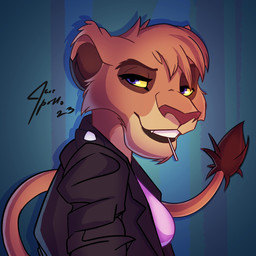 anthro candy clothing dessert female food jacket leather leather_clothing leather_jacket leather_topwear lollipop looking_at_viewer solo topwear jace_apollo disney the_lion_king vitani_(the_lion_king) felid lion mammal pantherine 1:1 hi_res