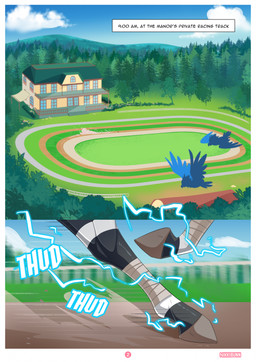 ambiguous_gender border feral group mansion onomatopoeia outside page_number plant sky sound_effects text tree trio white_border nikkibunn nintendo pokemon boro_the_zebstrika avian bird equid equine generation_5_pokemon mammal oscine passerine pokemon_(species) sparrow zebstrika artist_name comic digital_media_(artwork) english_text hi_res