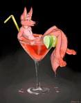 alcohol anthro bendy_straw beverage cocktail cocktail_garnish cocktail_glass container cup drinking_glass drinking_straw fluffy fluffy_tail food fruit fur glass glass_container glass_cup in_beverage in_container in_cup in_food lemon lime male micro nude on_food pink_body pink_fur plant solo tail truegrave9 if_it_fits_i_sits_(meme) canid canine citra mammal meme source_request