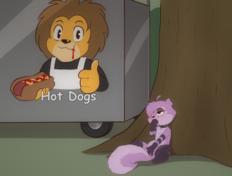 3_toes 4_fingers advertisement against_natural_surface against_surface against_tree ahoge alternative_fashion anthro aroused bite blood blush bodily_fluids buckteeth collar daydream drooling eating eyeshadow fantasizing feet female fingering fingers fluffy fluffy_tail food food_cart genital_fluids genitals gesture goth hair hand_gesture happy head_tuft hindpaw hot_dog hot_dog_bun ketchup leaning_on_object leg_markings makeup mane markings masturbation mustard notched_ear nude open_mouth paws plant purple_body saliva scar seductive self-harm self-harm_scars self_bite semi-anthro shadow sitting skull_accessory smile socks_(marking) soles solo spread_legs spreading tail tears teeth thumbs_up tire toes tree tuft vaginal vaginal_fingering vaginal_fluids vaginal_fluids_on_vulva vaginal_masturbation vulva wheel e254e unnamed_character felid lion mammal pantherine rodent sciurid tree_squirrel absurd_res hi_res