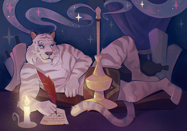 anthro black_stripes blue_eyes blue_sclera candle candle_wick curtains feathers fur grey_stripes looking_down lying male muscular muscular_anthro muscular_male nude on_side parchment pecs pillow pink_nose pose pupils reclining scroll smile solo striped_body striped_fur stripes tail tasteful tasteful_nudity text whiskers white_body white_fur white_pupils writing_on_parchment venkpng bethesda_game_studios microsoft rickroll the_elder_scrolls the_elder_scrolls_online zenimax_online_studios zerith-var felid feline felis khajiit mammal meme pinup translated