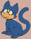 anthro blep cat_costume cat_suit_(mario) clothing costume eyewear glasses male one_piece_suit orange_body orange_scales scales sitting solo tongue tongue_out unknown_artist mario_bros nintendo kamek koopa magikoopa reptile scalie