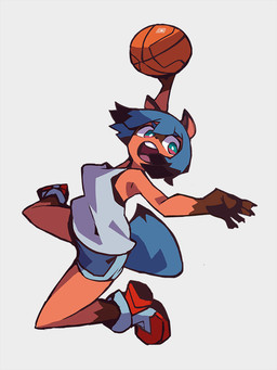 5_fingers action_pose anthro ball basketball_(ball) biped black_body black_fur black_hair black_nose black_tail blue_body blue_bottomwear blue_clothing blue_eyes blue_fur blue_hair blue_shorts blue_tail bottomwear brown_body brown_ears brown_fur clothed clothing dipstick_tail female fingers footwear front_view fully_clothed fur gloves_(marking) hair holding_ball holding_object humanoid_hands jumping leg_markings markings multicolored_body multicolored_fur multicolored_hair multicolored_tail open_mouth pink_inner_ear pose pupils red_clothing red_footwear red_shoes shirt shoes short_hair shorts simple_background socks_(marking) solo tail tail_markings tank_top teeth three-quarter_view tongue topwear two_tone_hair two_tone_tail white_background white_clothing white_pupils white_shirt white_topwear niking brand_new_animal studio_trigger michiru_kagemori canid canine mammal raccoon_dog tanuki colored digital_media_(artwork) full-length_portrait portrait