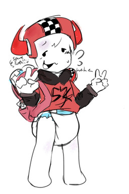 armor backpack clothed clothing diaper diaper_fetish gesture hand_gesture headgear helmet horn luv4finnie male skater solo standing v_sign wearing_diaper skateboard_(phighting) human mammal