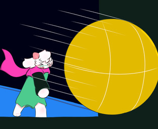 anthro ball clothing excited fur horn male male/male robe scarf smile solo throwing white_body white_fur yuyuawa deltarune undertale_(series) ralsei bovid caprine goat mammal