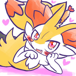 ambiguous_anthro ambiguous_gender anthro biped blush blush_stickers cute_fangs dipstick_tail fangs food head_on_hand heart_eyes heart_symbol looking_at_viewer lying markings object_in_tail on_front open_mouth open_smile shrimp_(food) simple_background smile snout solo tail tail_markings teeth annyui0611 nintendo pokemon braixen canid generation_6_pokemon mammal pokemon_(species) 1:1 2025 digital_drawing_(artwork) digital_media_(artwork) half-length_portrait hi_res japanese_description portrait translated_description