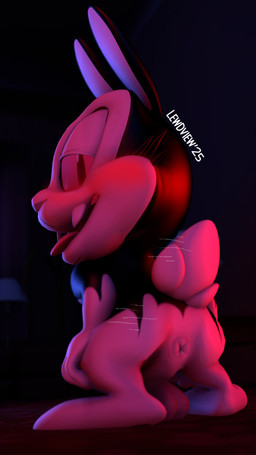 anthro anus balls bedroom_eyes bent_over black_body black_ears black_fur blush butt fangs fur furniture_lamp genitals half-closed_eyes hand_on_knee hand_on_leg hand_on_own_knee hand_on_own_leg inside long_ears looking_at_viewer looking_back male motion_lines multicolored_body multicolored_fur narrowed_eyes pink_sclera presenting presenting_anus presenting_hindquarters rear_view red_eyes seductive sharp_teeth solo tail teeth text three-quarter_view tongue tongue_out two_tone_body two_tone_fur white_body white_fur white_nose white_tail lewdview bunnicula_(series) bunnicula lagomorph leporid mammal rabbit vampire 2025 3d_(artwork) 4k 9:16 absurd_res artist_name digital_media_(artwork) hi_res source_filmmaker_(artwork)