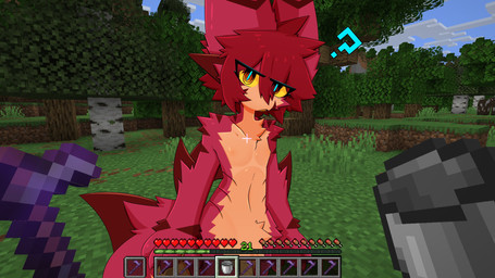 anthro bucket container eyelashes fur male red_body red_fur shark_tail solo tail gaogomon microsoft minecraft mojang xbox_game_studios gaogomon_(oc) aquatic fish shark 16:9 absurd_res hi_res widescreen