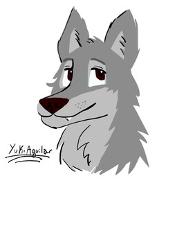 ambiguous_form ambiguous_gender brown_eyes close-up closed_smile fur grey_body grey_fur mouth_closed pose simple_background smile solo text three-quarter_view white_background yukiaguilar canid canine canis mammal wolf absurd_res artist_name digital_drawing_(artwork) digital_media_(artwork) english_text flat_colors greyscale handwritten_text headshot_portrait hi_res monochrome portrait three-quarter_portrait