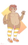 anthro balls blush clothing footwear foreskin genitals hair humanoid_genitalia humanoid_penis long_socks male nude overweight overweight_male penis shoes shy simple_background socks solo brownieclop ian_(brownieclop) mammal mustelid otter 2022 absurd_res hi_res nonbinary_(lore)