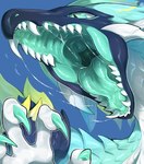 ambiguous_gender blue_background bodily_fluids buccinator claws dragon glistening glistening_claws glistening_eyes glistening_tongue hi_res horn kemono mouth_shot mythological_creature mythological_scalie mythology open_mouth palate pupils saliva saliva_string scales scalie sharp_teeth simple_background slit_pupils solo teal_body teal_claws teal_eyes teal_insides teal_scales teal_tongue teeth tianhua tongue white_body white_scales