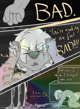 all_fours anthro big_butt bodily_fluids butt chest_(container) claws close-up crying cum cum_pool exclamation_point eyes_closed fangs fist front_view fur genital_fluids grey_eyes hair hair_grab half-closed_eyes hand_on_hair hand_on_head hand_on_own_hair hand_on_own_head inside male narrowed_eyes nude on_ground otter_tail rainbow rainbow_lights sad sharp_teeth side_view solo tail tears teeth text thick_thighs touching_hair young young_anthro young_male dasherslash andy_(dasherslash) mammal mustelid otter 2026 bust_portrait comic digital_media_(artwork) english_text hi_res portrait