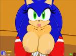 anthro big_breasts biped blue_body breasts clothed clothing crossgender female green_eyes kneeling looking_at_viewer mtf_crossgender nipples solo topless ctrl-z enormous_(artist) sega sonic_the_hedgehog_(series) sonic_the_hedgehog eulipotyphlan hedgehog mammal animated short_playtime