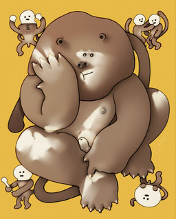 anthro caricature ceramics clay clumsy dirty flaccid foreskin genitals group long_tail male muscular penis simple_background slightly_chubby slightly_chubby_male tail warrior ravuer felid lion mammal pantherine absurd_res hi_res