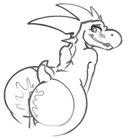 anthro bent_over big_butt blush bodily_fluids bubble_butt butt cum cum_on_butt genital_fluids huge_butt looking_back male nude smile solo mukihyena halo_(series) microsoft xbox_game_studios kiggy alien kig-yar ruuhtian scalie monochrome sketch