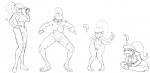 banana big_breasts bodysuit breasts clothing female food fruit fur group hair nipples plant ponytail skinsuit tight_clothing transformation wide_hips zero_suit glazed_(artist) donkey_kong_(series) metroid nintendo dixie_kong samus_aran ape haplorhine human mammal primate monochrome source_request