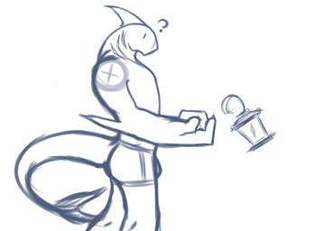 anthro biped clothed clothing lamp lantern male question_mark simple_background solo standing topless underwear white_background kozakanamisaki aquatic fish shark