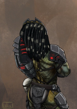 armor bone butt green_body male muscular muscular_male rear_view simple_background skull solo wiceshezz predator_(franchise) alien yautja hi_res