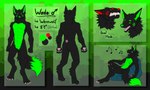 abs anthro bean_bag belly black_body black_fur black_tail cellphone claws dipstick_tail earbuds electronics eyebrows fangs fangs_bared fur green_belly green_body green_eyebrows green_eyes green_fur green_inner_ear green_nose green_tail green_tail_tip headphones larger_male listening_to_music male markings muscular muscular_male music musical_note musical_symbol navel open_mouth pawpads paws phone pink_pawpads pink_tongue red_body red_eyes red_fur sitting sitting_on_bean_bag size_difference smartphone solo symbol tail tail_markings tall teeth text tongue wadethefur mythology wade_black canid canine canis mammal mythological_canine mythological_creature werecanid werecanine werecreature werewolf wolf absurd_res english_text hi_res model_sheet