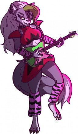 alternative_fashion anthro clothing electric_guitar female glamrock guitar machine musical_instrument open_mouth plucked_string_instrument solo string_instrument marshbreeze five_nights_at_freddy's five_nights_at_freddy's:_security_breach scottgames steel_wool_studios roxanne_wolf animatronic canid canine canis humanoid mammal robot wolf 2021 hi_res