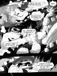 2018 3:4 anthro armband balls body_hair bowser bulge chest_hair clothed clothing collar comic dialogue english_text facial_hair galgard genitals group happy_trail hat headgear headwear hi_res horn human koopa larger_male male mammal mario mario_bros moan monochrome muscular muscular_male mustache nintendo overweight penis poking_out pubes scalie shell size_difference slightly_chubby speech_bubble spiked_armband spiked_collar spikes tenting text thong toad_(mario) topless topwear underwear vest
