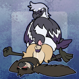 anal anal_penetration anthro avian_feet blush bodily_fluids chastity_cage chastity_device collar dripping duo erection eyes_closed genital_fluids legband looking_down looking_down_at_partner looking_pleasured lying male male/male on_back penetration penile penile_penetration penis_in_ass precum precum_drip purple_chastity_cage text text_on_collar otterjunk birdie_(canadabirdie) birdpathy avian bird black-capped_chickadee chickadee great_grey_shrike oscine passerine tit_(bird) absurd_res hi_res