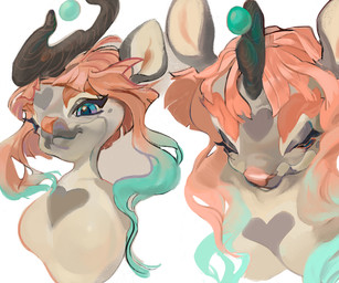 anthro bangs blue_eyes breasts featureless_breasts female female_anthro hair horn nude simple_background solo mighty-whydah mythology deer dragon hybrid kirin mammal mythological_creature mythological_scalie scalie 2021 6:5 digital_media_(artwork) digital_painting_(artwork) painting_(artwork) portrait