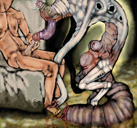 breasts cosmic_horror duo fellatio female horror_(theme) male male/female male_human oral penile sex tentacles teratophilia xenophilia lost-wanderer lovecraftian_(genre) alien human humanoid mammal monster unknown_species worm absurd_res hi_res