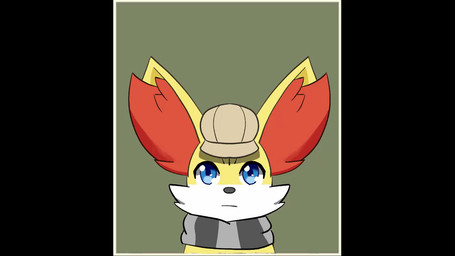 blinking blue_eyes brown_clothing brown_hat brown_headwear clothing fur grey_clothing grey_scarf hat headgear headwear inner_ear_fluff multicolored_clothing multicolored_scarf red_ears red_inner_ear_fluff scarf solo tuft two_tone_clothing two_tone_scarf white_body white_fur yellow_body yellow_ears yellow_fur fokkorev nintendo pokemon aeren_(fokkorev) fennekin generation_6_pokemon pokemon_(species) 16:9 2021 animated widescreen