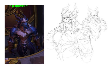 anthro armor clothed clothing ear_frill frill_(anatomy) front_view hood horn looking_at_viewer male male_anthro muscular muscular_anthro muscular_male narrowed_eyes pecs simple_background solo darkgem blizzard_entertainment mythology warcraft dragon drakonid mythological_creature mythological_scalie scalie absurd_res hi_res model_sheet partially_colored