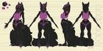 3_toes absurd_res anthro big_butt black_body black_fur breasts butt canid canine canis clothed clothing digital_media_(artwork) enderium feet female fur hair hi_res long_hair mammal model_sheet monster purple_body purple_eyes purple_fur rose_(enderiumdavoc) scar simple_background sleepypinklinx solo standing tail toes wide_hips wolf