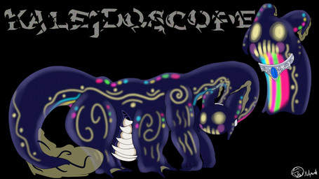 ambiguous_gender belly_mouth bioluminescence blank_expression blue_body claws collar feet friend_shaped gem glowing membrane_(anatomy) rosy_cheeks sapphire_(gem) simple_background solo teeth toes webbed_feet vvitchpunk kaleidoscope_(vvitchpunk) aquatic taur 16:9 4k absurd_res hi_res model_sheet widescreen