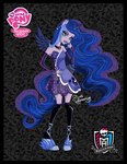 anthro clothing dress feathered_wings feathers female horn monster_girl_(genre) smile solo style_emulation wings nemoturunen equestria_girls hasbro mattel monster_high my_little_pony mythology princess_luna_(eg) equid equine mammal monster mythological_creature mythological_equine winged_unicorn