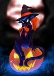 anthro breasts clothing female food fruit hat headgear headwear holidays magic_user nude plant pumpkin solo witch witch_hat spaceweasel2306 halloween domestic_cat felid feline felis mammal hi_res