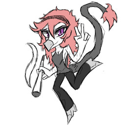 anthro big_head black_bottomwear black_clothing black_pants bottomwear breasts chibi cigarette clothed clothed_anthro clothed_female clothing crossgender feathered_tail feathers female fingers gesture grey_body grey_clothing grey_feathers grey_shirt grey_tank_top grey_topwear hair hand_gesture holding_cigarette holding_object humanoid_hands long_hair long_tail looking_at_viewer markings medium_breasts mtf_crossgender non-mammal_breasts pants pink_body pink_feathers pink_hair pose purple_eyes shirt side_boob smile smoke solo striped_markings stripes tail tank_top topwear v_sign gothgator0 goodbye_volcano_high ko_op_(game_developer) reed_(gvh) reeda dinosaur dromaeosaurid prehistoric_species reptile saurischian scalie theropod velociraptor 1:1 absurd_res colored hi_res shaded sketch