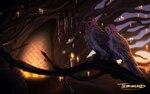 ambiguous_gender banner beak branch candle container cup detailed_background duo feathered_wings feathers feral fire fireplace great_ga'hoole_tree grey_body grey_feathers holding_container holding_cup holding_object outside perching plant star tail tail_feathers tan_body tan_feathers tree wings trunswicked guardians_of_ga'hoole gwyndor_(gogh) soren_(gogh) australian_masked_owl avian barn_owl bird owl tyto tytonid western_barn_owl 2024 digital_drawing_(artwork) digital_media_(artwork) shaded