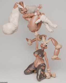 anthro anus black_sclera breasts brown_body brown_fur buckteeth butt clothing duo female fluffy_ears fur genitals gesture holding_character legwear looking_at_viewer nipples nude one_eye_closed open_mouth pink_eyes pokemorph tan_body tan_fur teeth tongue topwear vulva waving waving_at_viewer wink heartlessangel3d nintendo pokemon generation_4_pokemon generation_6_pokemon lopunny mega_evolution mega_lopunny pokemon_(species) 2026 3d_(artwork) 4:5 blender_(artwork) digital_media_(artwork) hi_res