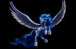 2018 2d_animation angry animated black_background bra1neater crown cutie_mark equid equine equum_amici feathered_wings feathers female feral flying friendship_is_magic hair hasbro headgear horn jewelry long_hair mammal my_little_pony mythological_creature mythological_equine mythology necklace princess_luna_(mlp) short_playtime simple_background solo spread_wings winged_unicorn wings