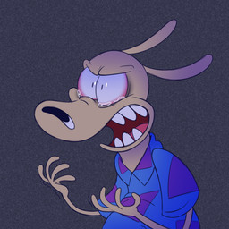 angry anthro black_background black_eyes black_nose blue_clothing blue_shirt blue_topwear bodily_fluids clothing crying fur long_ears male multicolored_clothing multicolored_shirt multicolored_topwear purple_clothing purple_shirt purple_topwear shirt simple_background solo tan_body tan_ears tan_fur tears teeth tongue topwear two_tone_clothing two_tone_shirt two_tone_topwear 8-bit-britt nickelodeon rocko's_modern_life rocko_rama macropod mammal marsupial wallaby 1:1 2024 digital_media_(artwork) hi_res