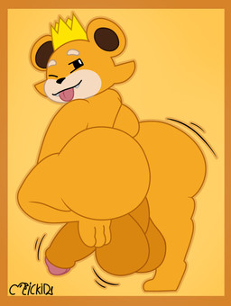 backsack balls big_balls big_butt big_penis biped butt crown crown_only fur genitals headgear headgear_only looking_at_viewer looking_back looking_back_at_viewer male nude orange_body orange_fur penis pose presenting presenting_hindquarters simple_background smug smug_face solo thick_thighs tongue tongue_out henrique_rick twinkie_(honeybud) bear mammal absurd_res digital_drawing_(artwork) digital_media_(artwork) full-length_portrait hi_res portrait