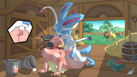 anthro big_breasts breasts duo farm female genitals male male/female milk nipples penetration penis ranch vaginal vaginal_penetration khallion nintendo pokemon eeveelution generation_1_pokemon generation_2_pokemon generation_6_pokemon miltank pokemon_(species) shiny_pokemon sylveon tauros 16:9 4k absurd_res hi_res widescreen