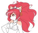 alternative_fashion anthro bra breasts clothed clothing collar ear_piercing female fur gyaru hair j-fashion jewelry kemono long_hair looking_away necklace pendant piercing red_hair simple_background skimpy solo underwear white_background white_body white_fur gut0002 mammal 2015 portrait