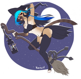 5_fingers anthro bent_over biped black_hair black_nails blue_hair bra breasts broom brown_body brown_fur brown_tail cat_tail chest_tuft cleaning_tool clothed clothing colored_nails cosplay digitigrade eyelashes feet female fingerless_(marking) fingers flying fur gloves_(marking) hair hand_on_head hat headgear headwear hip_sash holding_object holidays horn lamp lantern legwear long_hair markings moon multicolored_body multicolored_fur multicolored_hair nails navel navel_piercing one_eye_closed open_mouth panties piercing pink_nose red_eyes skimpy solo star stockings striped_markings striped_tail stripes tail tail_markings thigh_highs toeless_(marking) toeless_legwear toeless_stockings tuft two_tone_body two_tone_fur two_tone_hair two_tone_tail underwear white_body white_fur wind wink witch_hat komiku_(artist) halloween komiku domestic_cat felid feline felis mammal 2017 hi_res