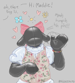 black_latex bow_ribbon bracelet clothed clothing featureless_face female gesture heart_symbol jewelry latex latex_transformation neopronouns permanent_bondage permanent_transformation pink_bow solo transformation waving meltyautumn bovid caprine mammal sheep english_description